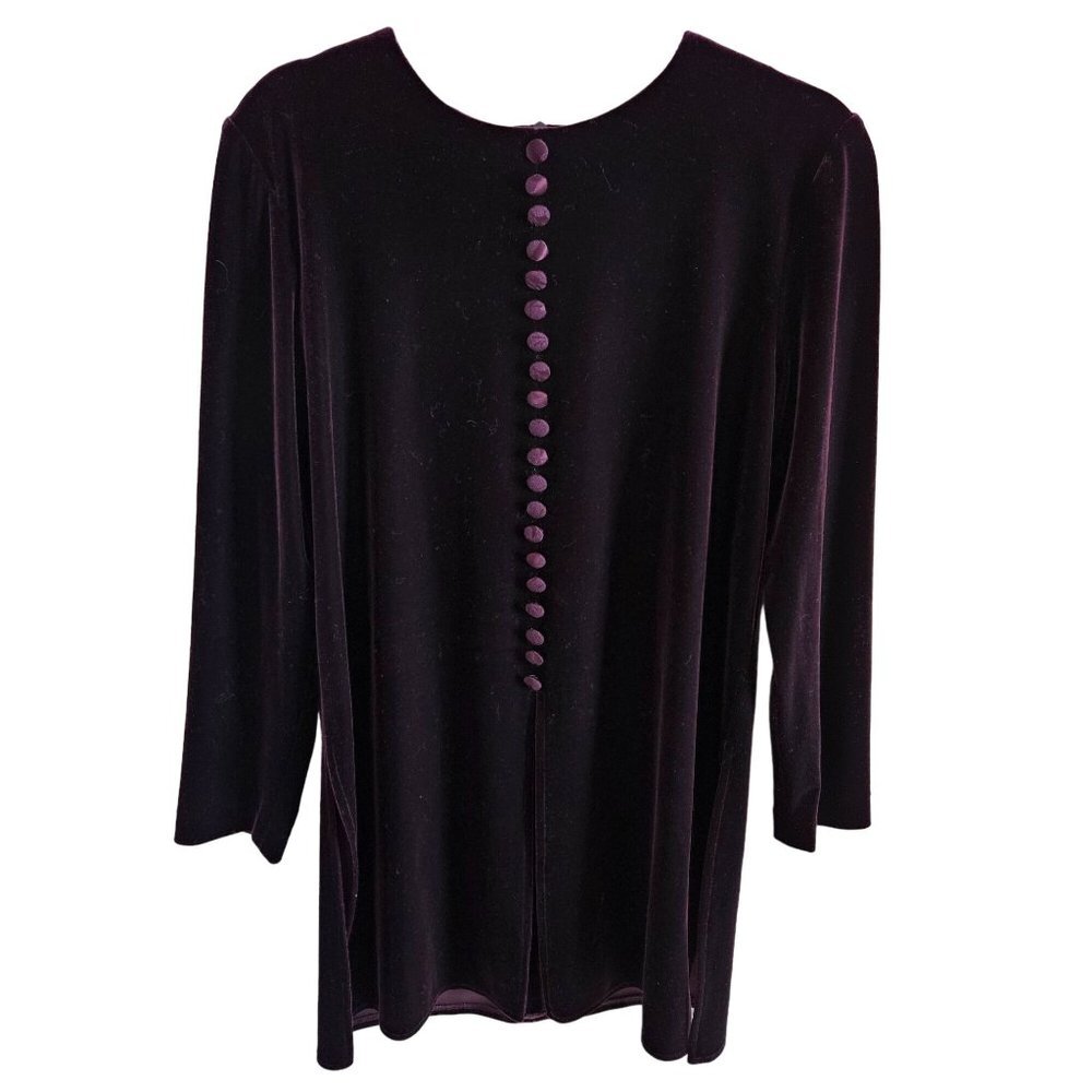 Hillard & Hansen Woman's Size 10 Velvet Tunic Slit Side & Front Covered Button